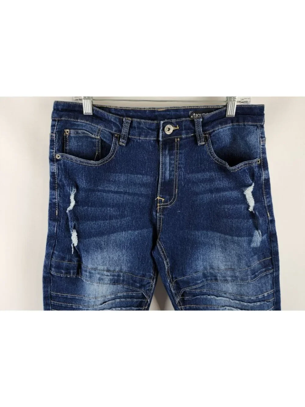 Southpole Jeans Mens 34x32 Blue Stacked Skinny Leg Distressed Denim